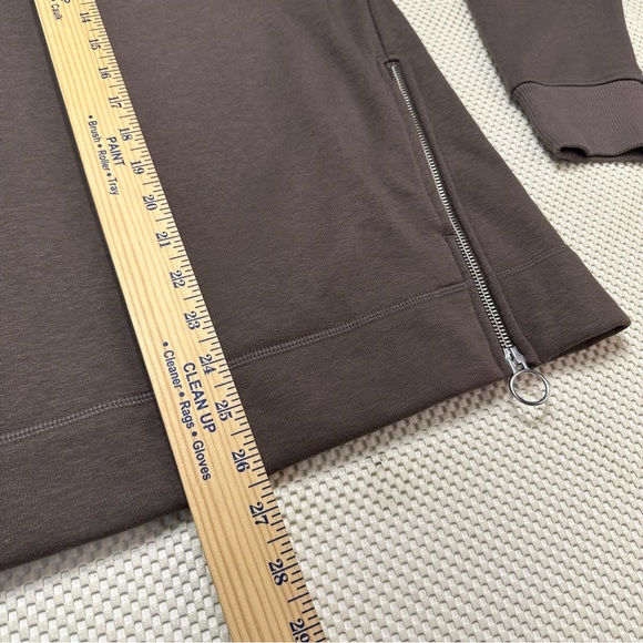 Athleta Cozy Karma Side Zip Cowl Neck Sweatshirt Pullover w/ Pockets - Mocha - Picture 8 of 11